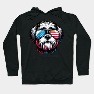 Shih Tzu Patriotic Sunglasses American Flag 4th of July Hoodie